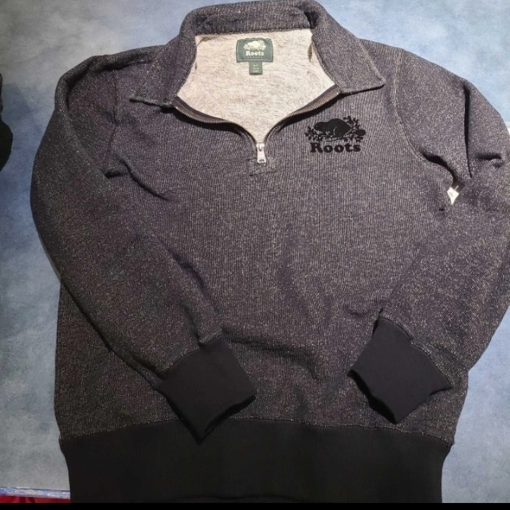 Roots Men's Half-Zip Pullover Sweater - Salt & Pepper